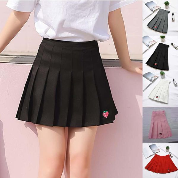 

spring high waist ball pleated skirts harajuku denim solid a-line sailor skirt plus size japanese school uniform a519, Black