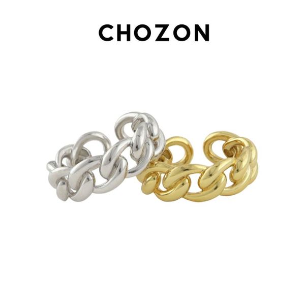 

cluster rings japan korea 925 sterling silver hollow ring ins simple geometry chain female opening stackable, Golden;silver