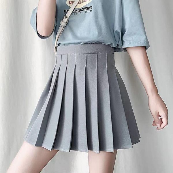 

skirts spring and autumn korean style black simple high waist women's anti-exposure pleated skirt a- line versatile