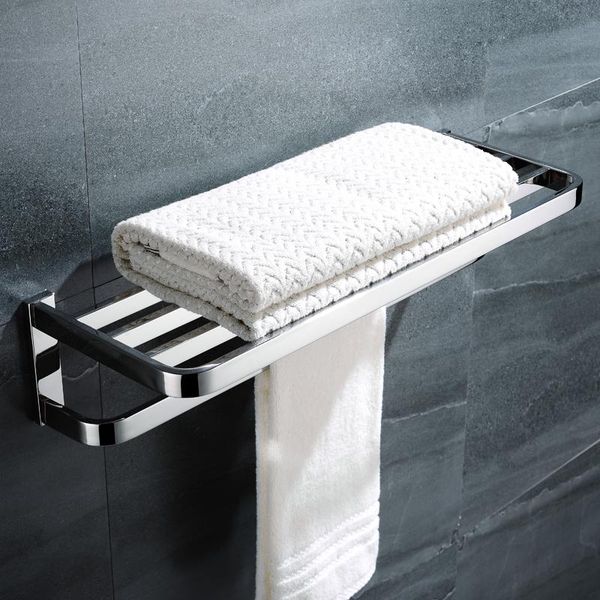 

towel racks double layer bathroom wall mounted stainless steel shelf bath holding bars