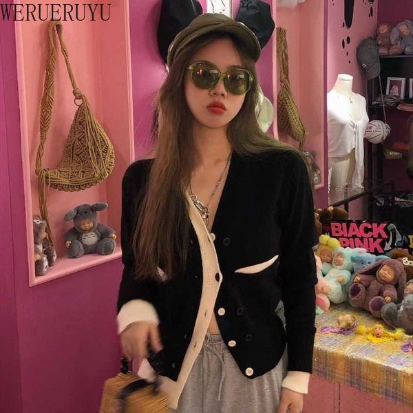 

werueruyu summer autumn thin knitted fake two pieces cardigan women sweater coat korean chic cardigans 210608, White