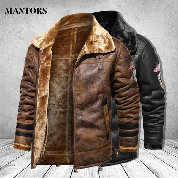 Männer Lederjacken Plus Samt Umlegekragen Mäntel Männliche Motorradjacke Casual Slim Markenkleidung Windjacke Solide 3XL 210811