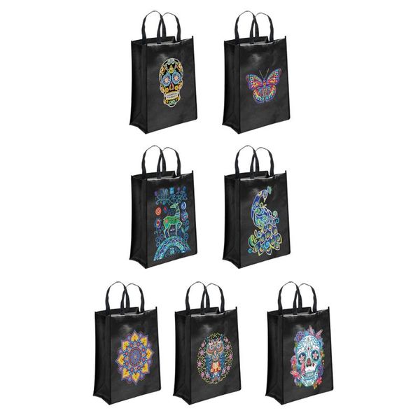 

storage bags 5d diamond painting handbag diy eco-friendly shopping foldable canvas bag home organizer craft gifts