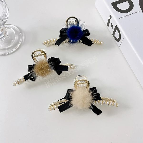

geometry pearl hair clips for women girls hair claws clamps large barrettes hairpins hair accessories, Slivery;golden
