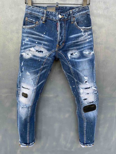 Dsquared Jeans, bestickte Hosen, Stoff, europäische und amerikanische Mode, Straßenmarke, D2 Jeans, Herrenqualität, Waschung, der neueste Pickup-Designer d2