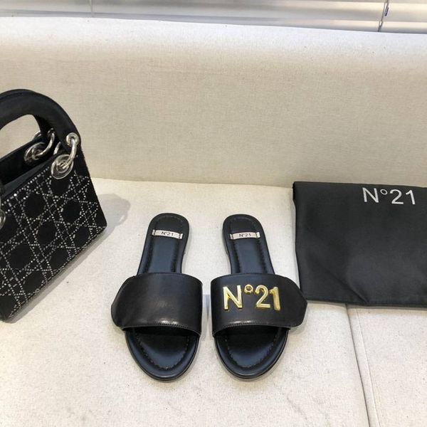 

women slippers sandals with box ladies beach slipper non-slip leather womens shoes, Black