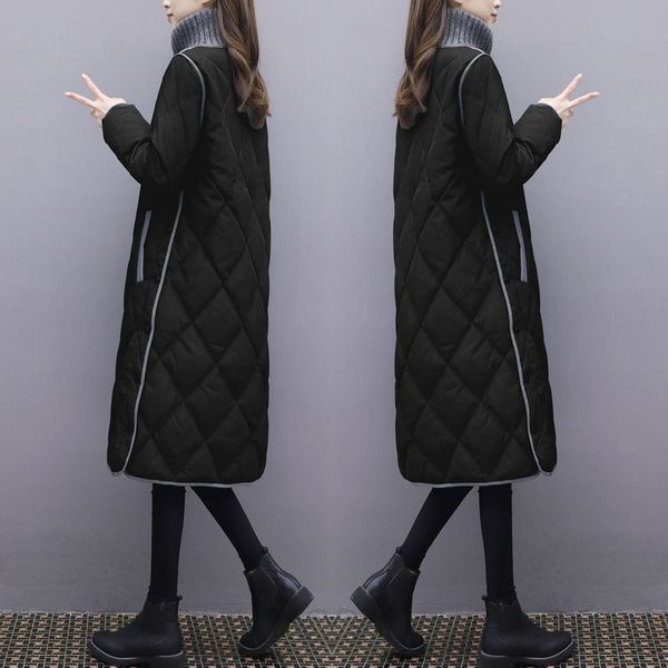 

Women's Down & Parkas Plus Size Warm Woman Winter Coat Slim Cotton Padded Basic Jacket Female Casual Long Outwear Feminina UG7F, Black