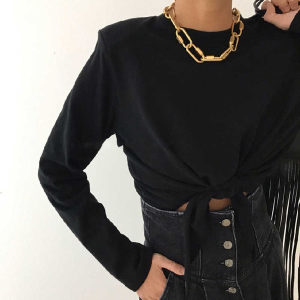 

women's t-shirt t shirt early spring women long sleeve t-shirt lady cross waist lace-up o-neck tee female fashion t-s ucgm, White