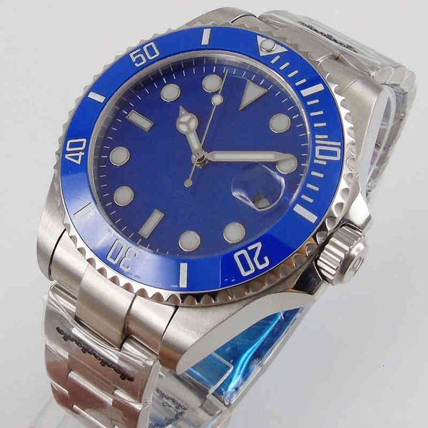

24 men clock 4m automatic jewelry nh35 miyota 8215 date of birth oyster band blue insert transparent back, Slivery;brown