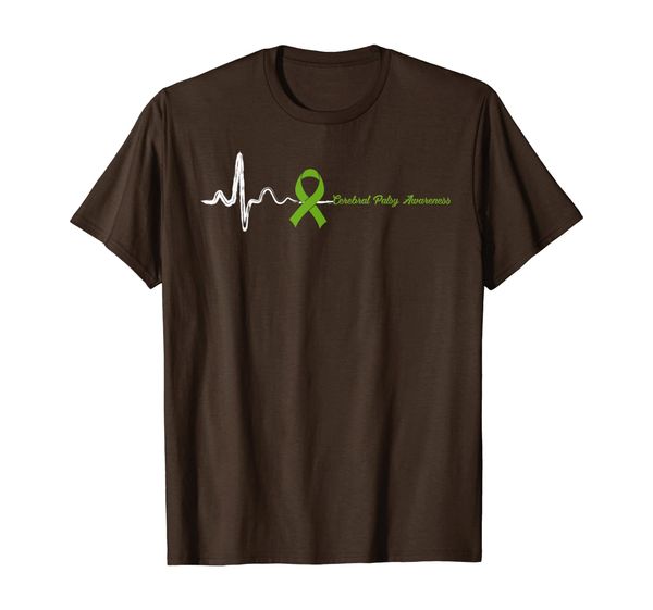 

heart beat green ribbon cerebral palsy awareness t-shirt, White;black