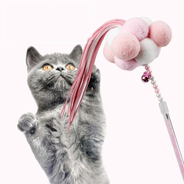 

cat toys color tassel funny stick handmade feather pompon pet cute gift toy fairy