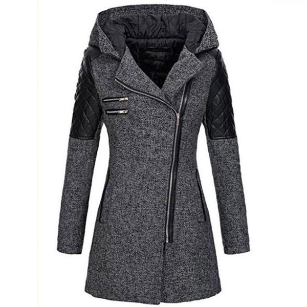

women's jackets winter 2021 women warm fleece hooded parka coat slim zipper jacket thick overcoat outwear plussize, Black;brown