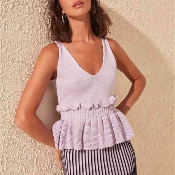 

women's blouses & shirts trendyol flounces knitwear bluz twoss20bz0099 v8rh, White