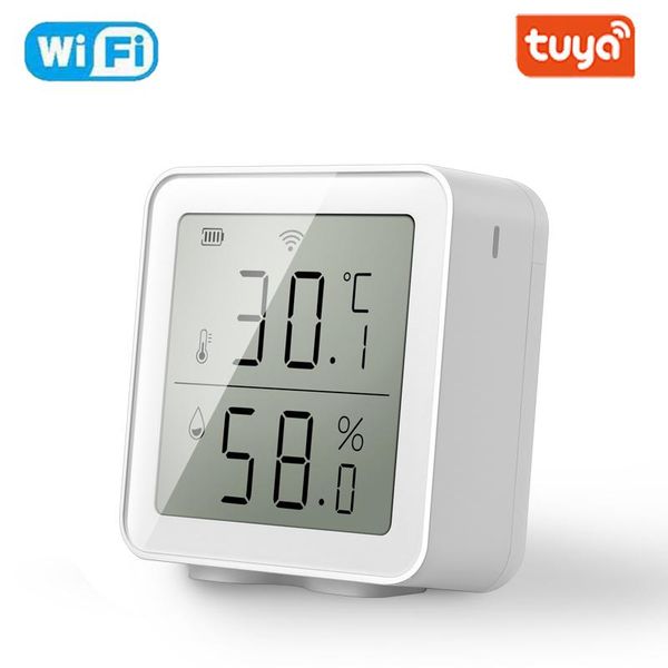 

smart home control wifi tuya life temperature and humidity sensor indoor hygrometer thermometer with lcd display support alexa google