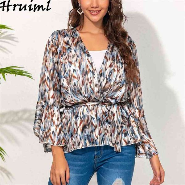 

women shirts v neck loose long sleeve bandage fashion ladies chiffon elegant office lady streetwear club party blouse 210513, White