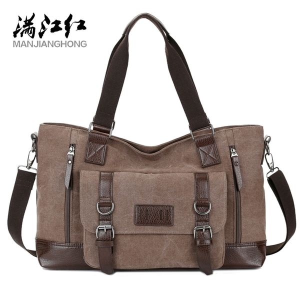 

manjianghong men's canvas bag cross-section business square large-capacity casual shoulder messenger 211118