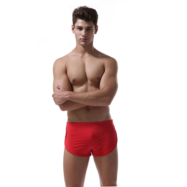 

underpants selling red color european size men s arrow pants breathable low waist sports ice silk solid boxer shorts, Black;white