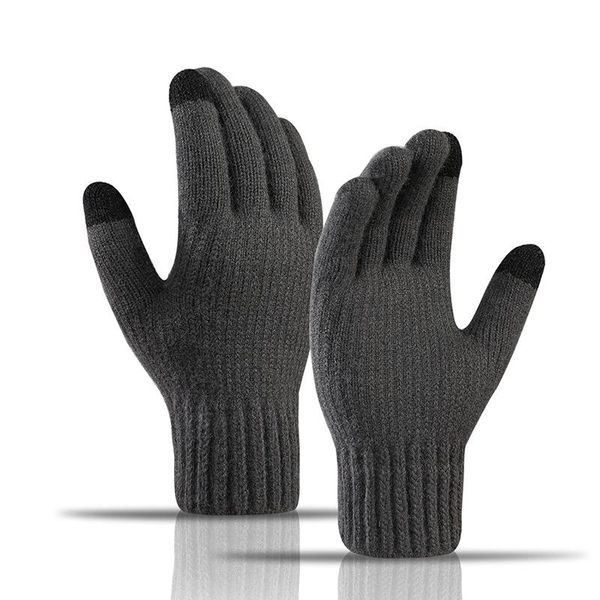 

winter outdoor cycling gloves touch screen full-finger waterproof wool warmth increase thickening warm, Black