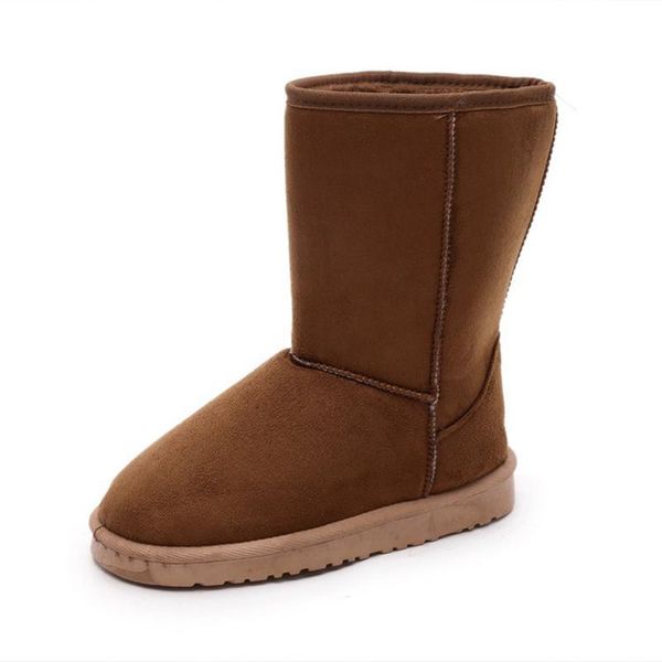 

boots brown genuine leather high high-quality snow brand design velvet fur flat bottom warm basic australia boot, Black