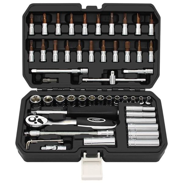 

53pcs 1/4 inch ratchet wrench set drive bicycle motorcycle car repairing tool spanner common sockets hand tools