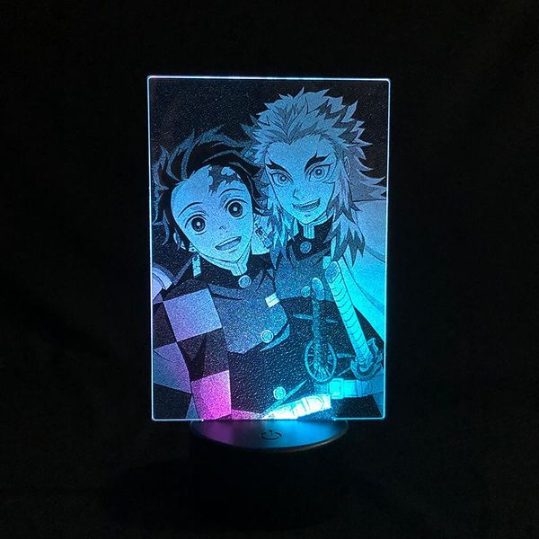 

night lights remote control two tone lamp demon slayer japanese anime manga decor selling led light 3d desk kid