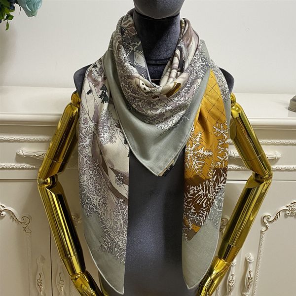 

women's square scarf pashmina shawl good quality 30% silk 70% cashmere material pint letters pattern size 130cm- 130cm, Blue;gray