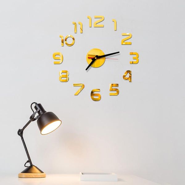

wall clocks diy clock 3d mirror surface sticker home office decor