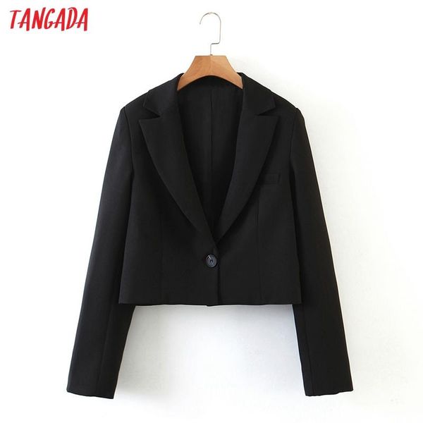 

tangada women black short blazer coat vintage notched collar long sleeve 2021 fashion female chic sl579 women's suits & blazers, White;black