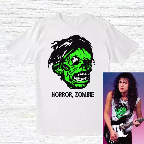 

horror zombie t-shirt (worn by captain kirk hammett/metallica), White;black