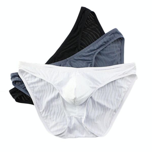 

underpants 3pcs/lot men's underwear front convex briefs comfortable breathable elastic bag men, Black;white