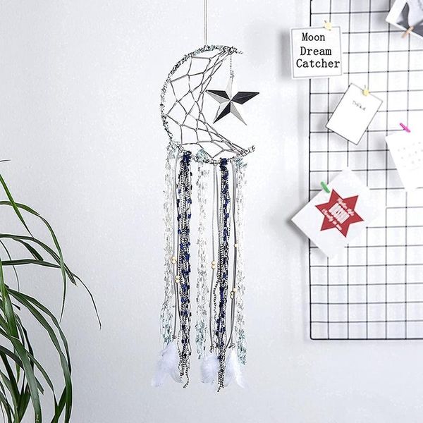 

decorative objects & figurines moon dream catcher bedroom baby room wall decor ornament for girls hippie boho handmade dreamcatcher