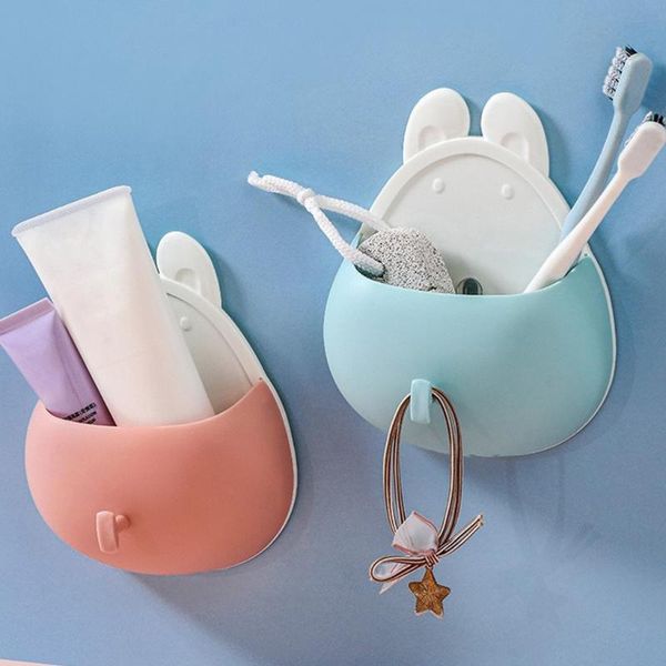 

toothbrush holders wall mounted storage box sundries shelf bathroom toothpaste holder adhesive drain rack with hook househo