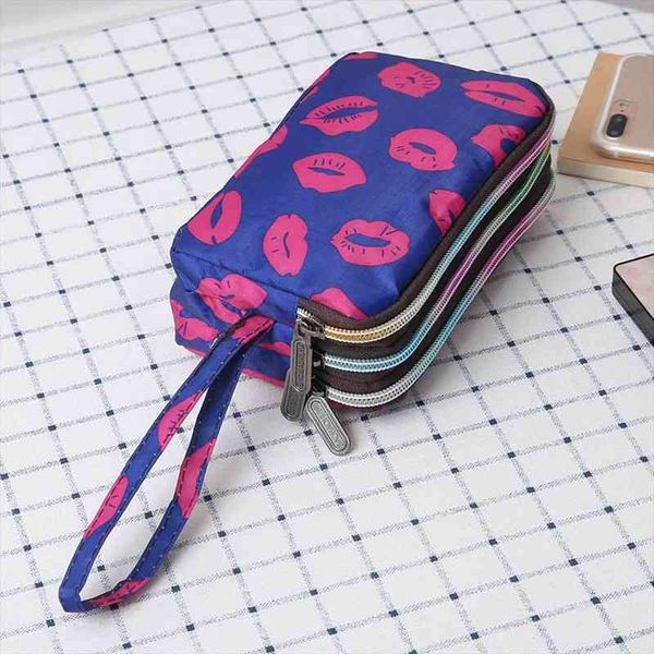

fashion women wallet bag purse triple zipper clutch ladies card money phone case organizer pouch, Red;black