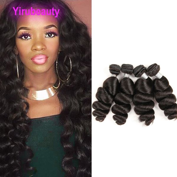 

malaysian loose wave 100% human hair 4 bundles 5pieces/lot deep wavy double weft yirubeauty 10-30inch, Black