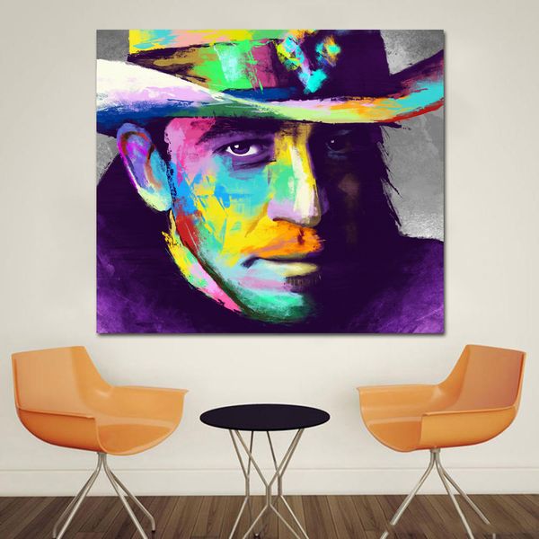 Novo moderno colorido blur face arte retrato de lona pintura a óleo em impressões para sala de estar