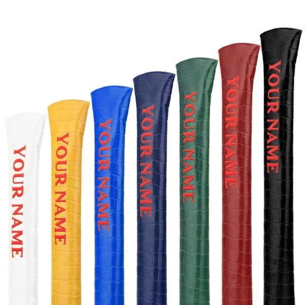 

golf alignment stick cover crocodile grain customized leather design custom multi color complete set of clubs