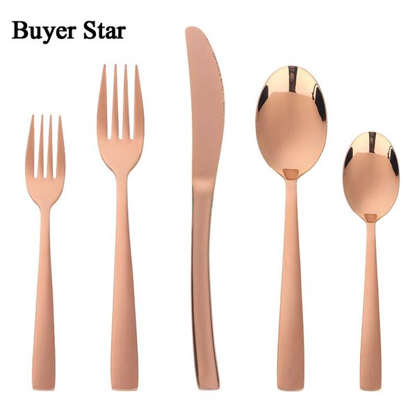 

dinnerware sets high grade cutlery rose gold mirror black stainless steel silverware utensil kitchen dining wedding