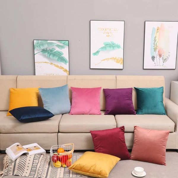 

cushion/decorative pillow ins modern minimalist velvet flannel pillowcase leisure sofa cushion solid color suede comfortable