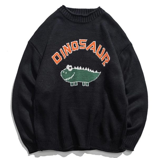 

men's sweaters men harajuku fashion knitted sweater hip hop animal cartoon print couple oversized creative all-match concise pullover a, White;black