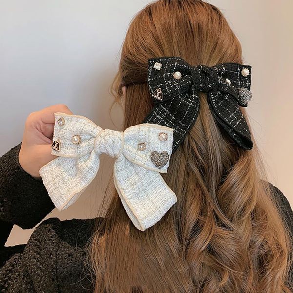 

hair accessories crystal pearl barrettes bowknot knotted clip headwear plaid lovey hairpins girls fashion