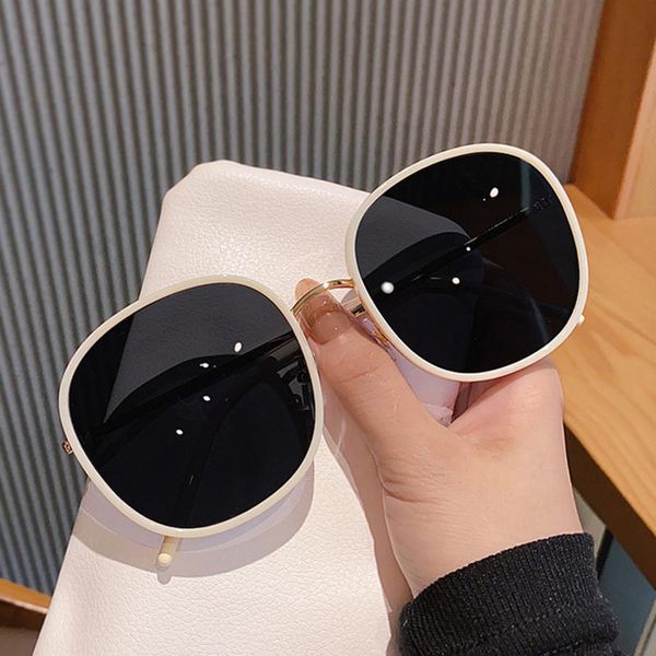 

sunglasses women fashion big box round milky white glasses trending luxury designer decorative driving eyeglasses uv400, White;black