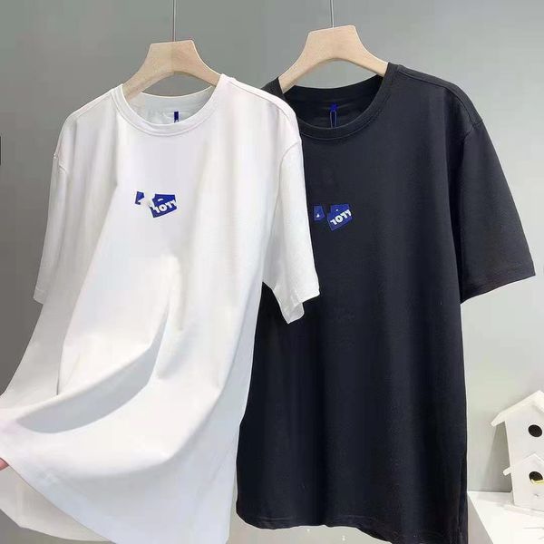 

luxury design spring summer fashion folding printing letter round neck short leisure sleeve t-shirt, same for men and women, White