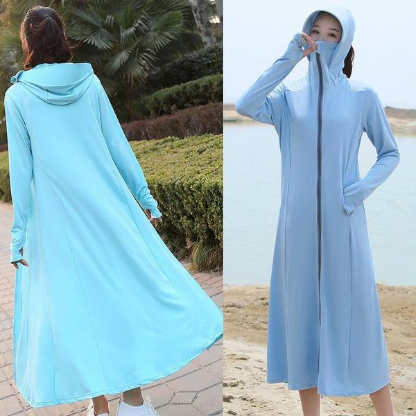 

women's swimwear 2021 sun protection clothing long ice silk summer beach thin coat anti-uv maxi dress, White;black