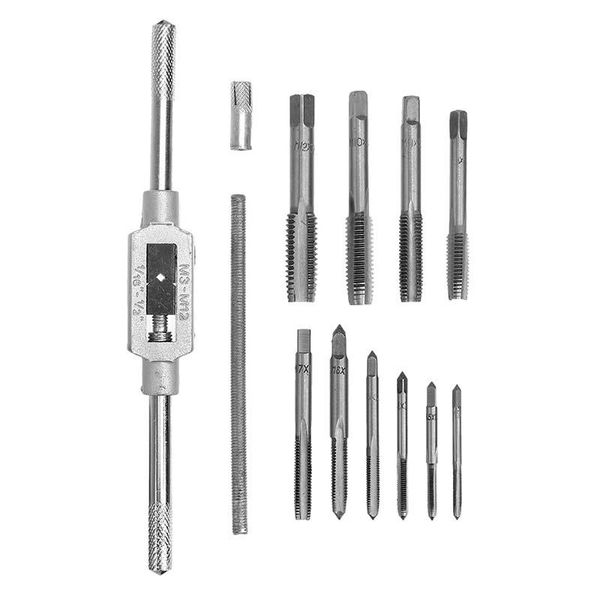 

hand tools 10pcs m3-m12 tap wrench drill set tapping metric screw thread twist bit t-wrench wring hands