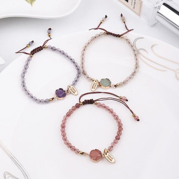 

charm bracelets 1pc lady bracelet natural stone for women rope chain handmade quartz jewelry fashion, Golden;silver