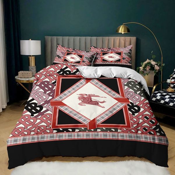 

luxury design letter printed textile bedding set of 3 pieces, modern style, holiday gifts/l/household items, 1 quilt cover + 2 pillowcases