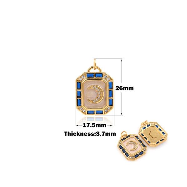 

charms jewelry moon embossed square brand pendant necklace couple retro fashion diy making accessories enamel charm, Bronze;silver