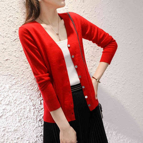 

coats coats 2021 100% cashmere cardigan women coat spring autumn v-neck collar warm jacket long sleeve soft sweater female outwear, Tan;black