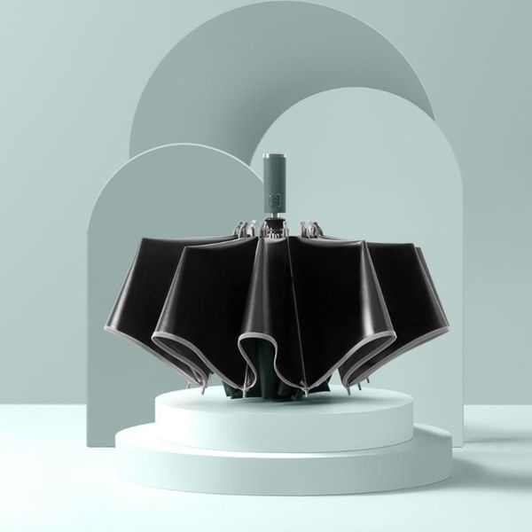 

umbrellas automatic umbrella reverse folding business with reflective strips rain for men women windproof male parasol