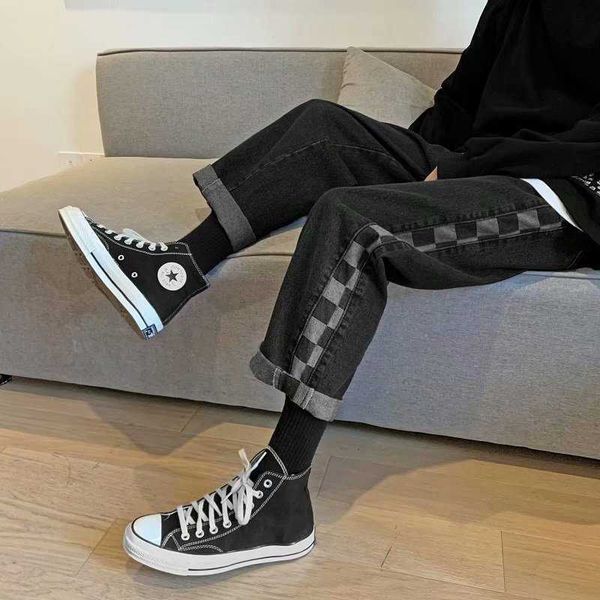 

jeans loose spring and autumn straight pants wide leg fashion men's 2021, Blue